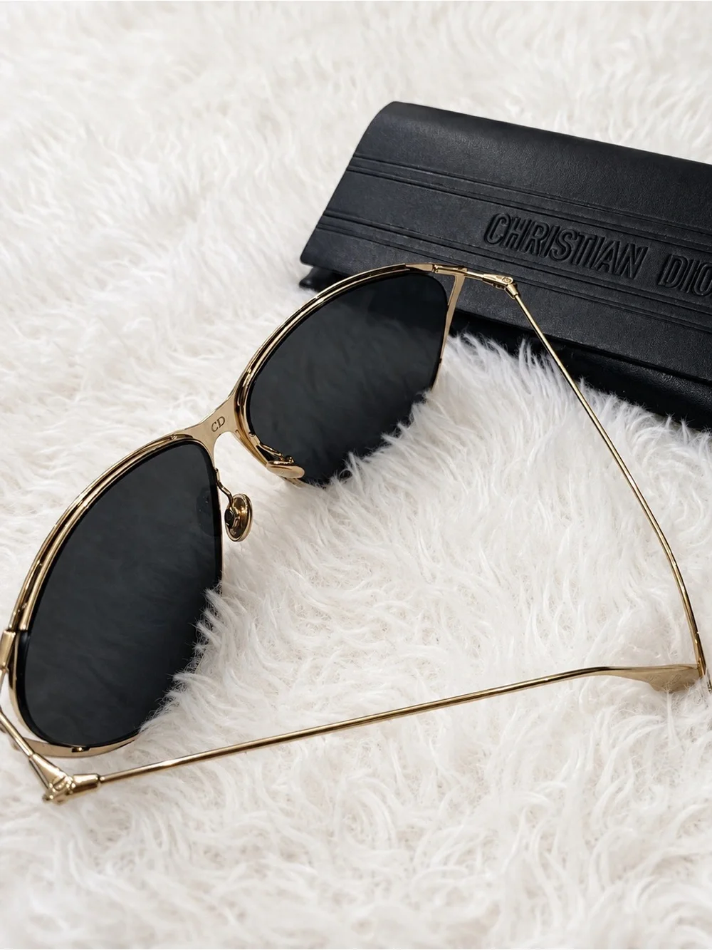 Dior Gold Frame Black Lens Sunglasses
